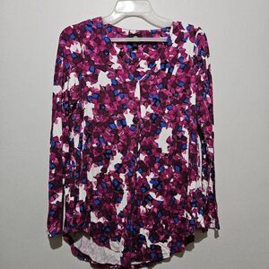 JM Collection Women's Pink Print Long Sleeve Top Sz PS